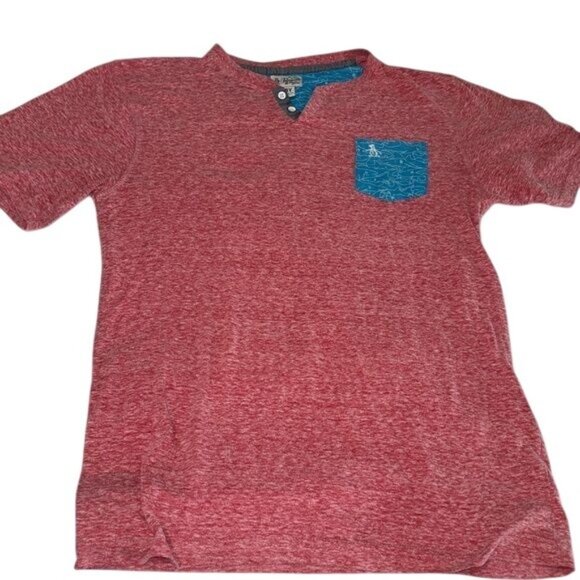 Original Penguin Boys Red Tee With Blue Shark Pocket - Picture 1 of 5